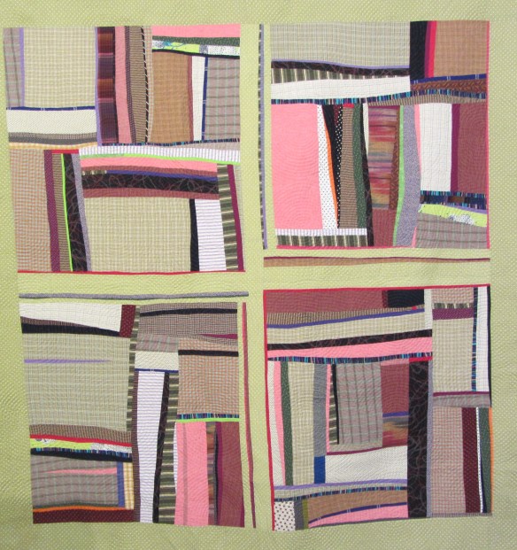 Pink Candle, Organic Log Cabin #5 by Jennifer Emry.  The color palette for this quilt was inspired by the Henri Rousseau painting, "The Pink Candle"